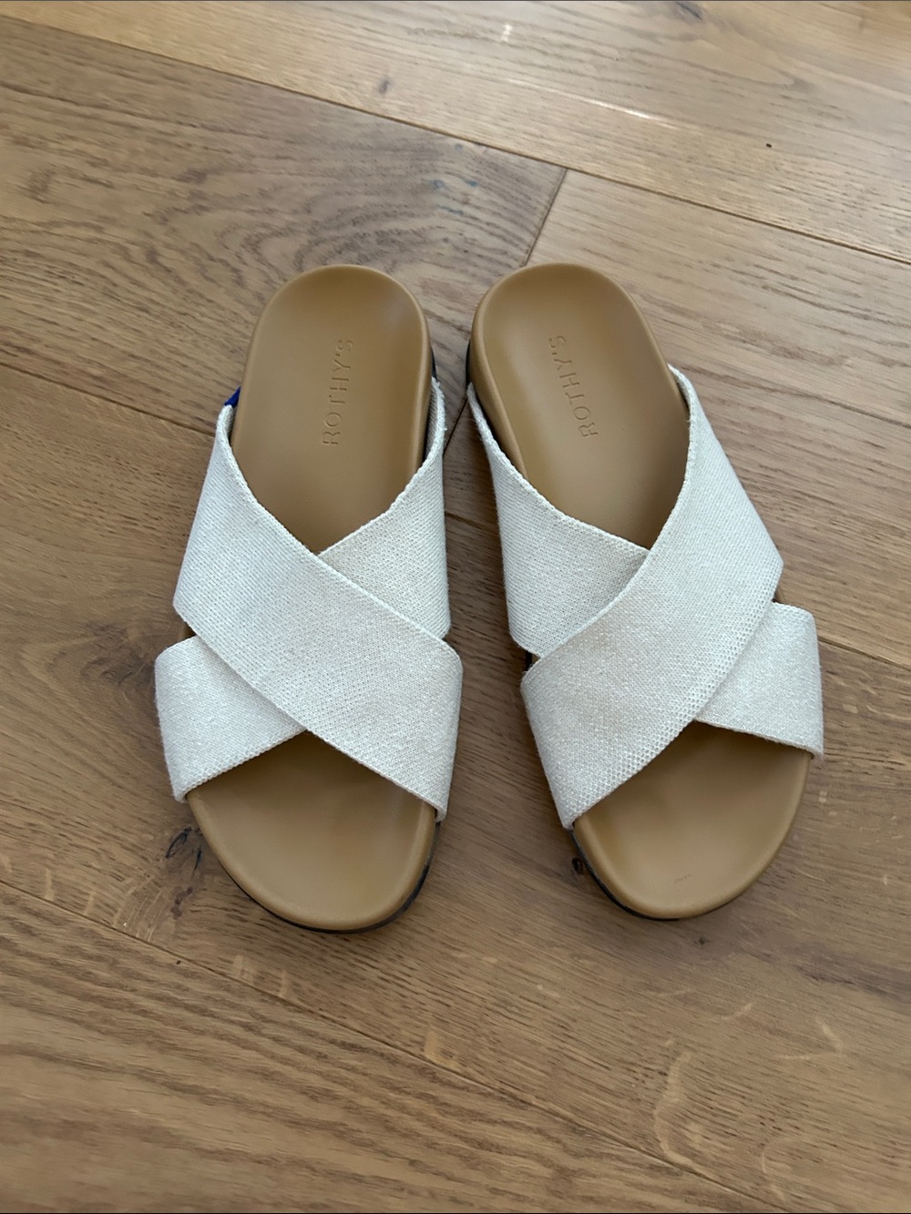 Rothy's Cream Crossband Slide Mules (the Weekend Slide) - Picture 3 of 9